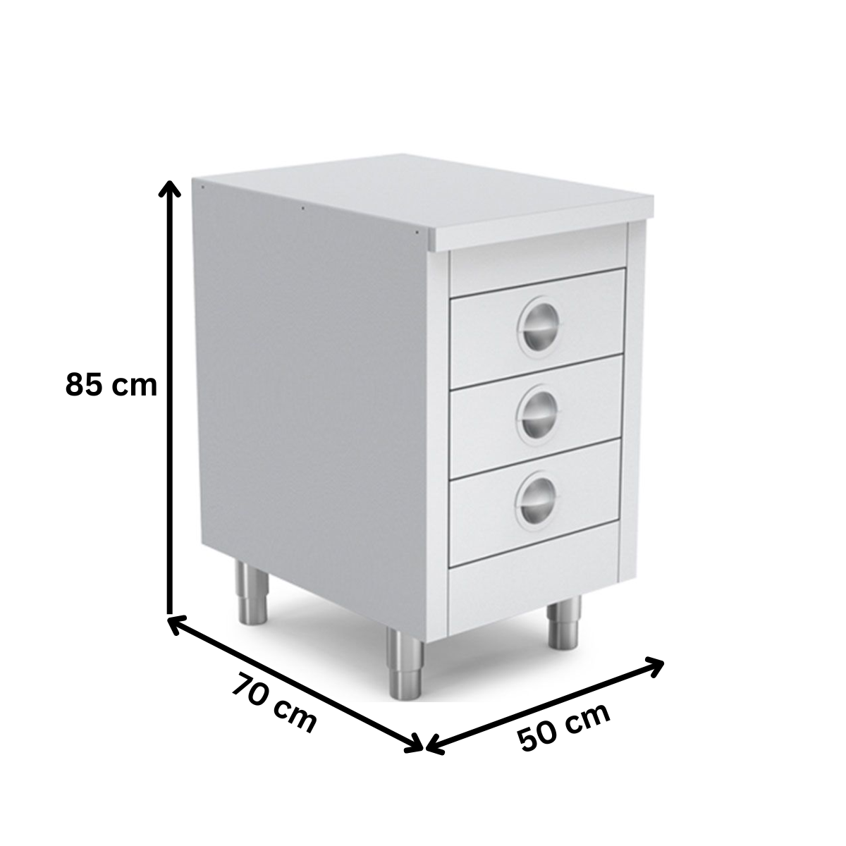 Dulap inox cu 3 sertare 50*70*85 - 1