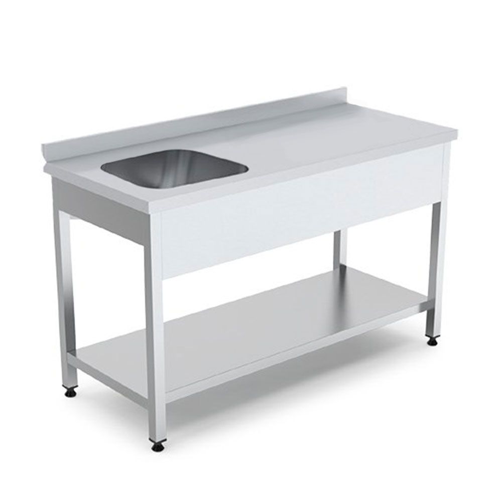 Spalator cu 1 cuva pe partea stanga, picurator si polita inferioara, inox, 140*60*85 cm - 1