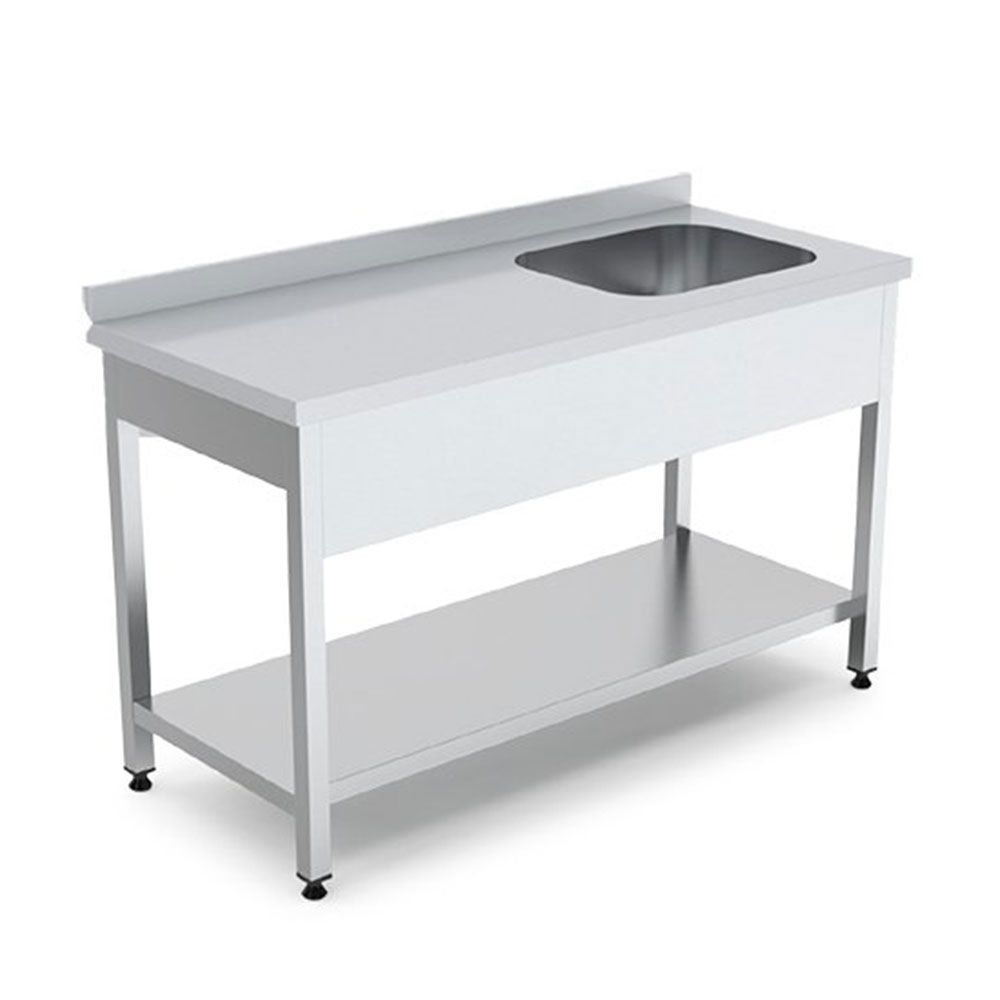 Spalator cu 1 cuva pe partea dreapta, picurator si polita inferioara, inox, 160*70*85 cm - 0