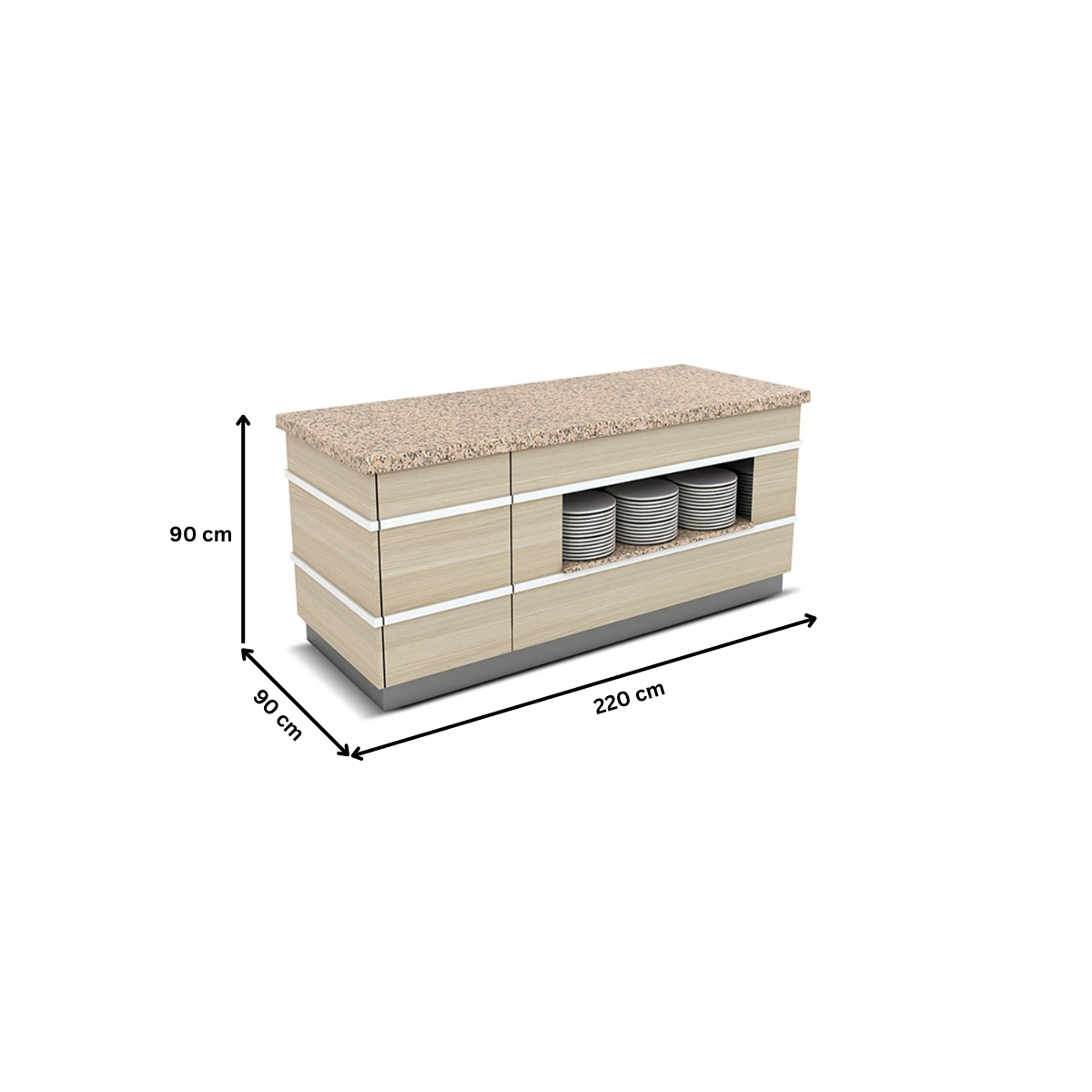 Bufet neutru GLASGOW cu o polita interioara 220 cm - 1