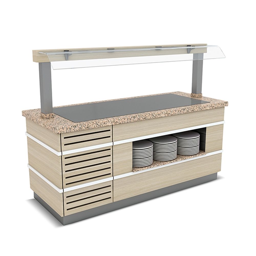 Bufet rece GLASGOW cu blat expunere inox, o polita interioara si suprastructura 160 cm - 0