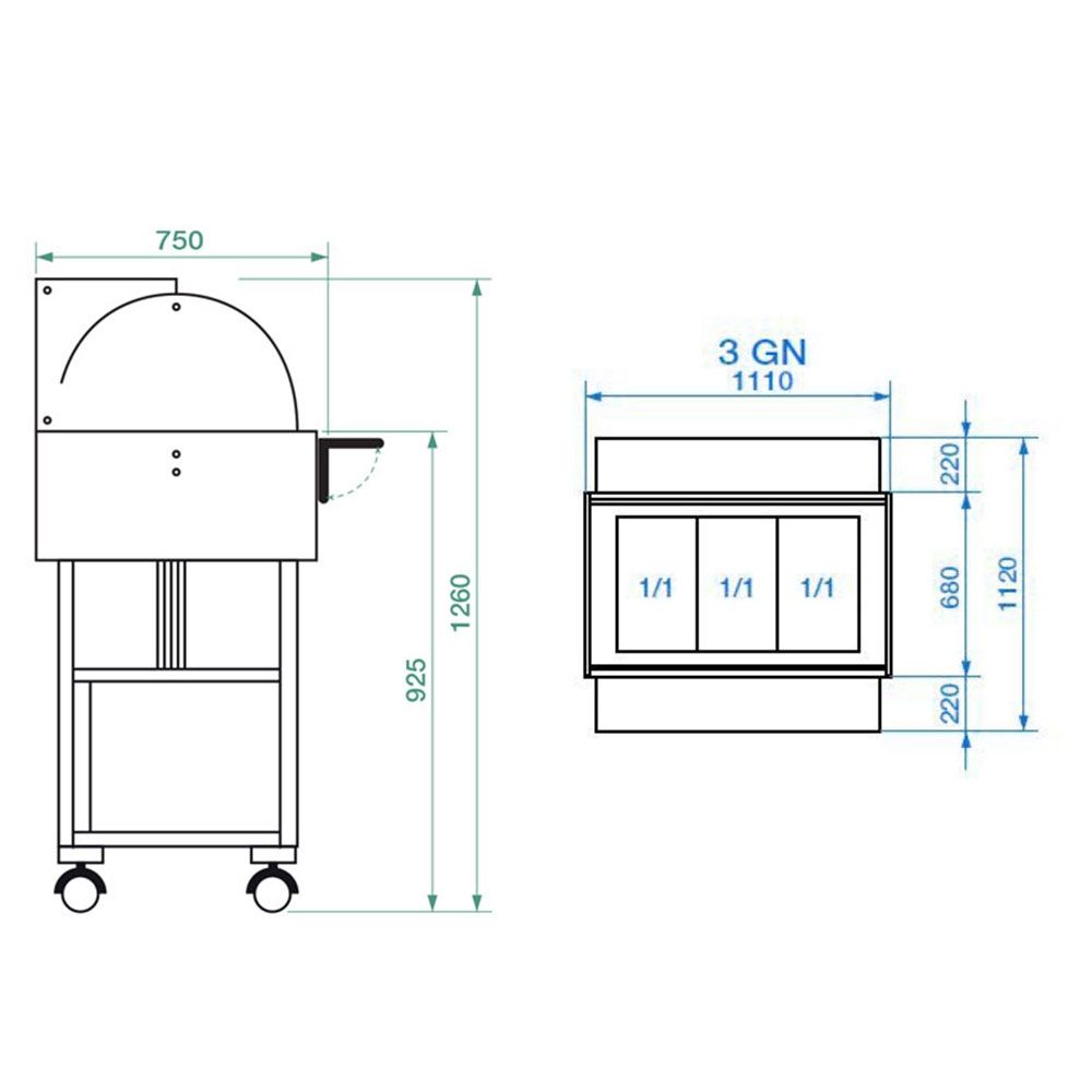 Carucior autoservire rece 3*GN1/1 - 1
