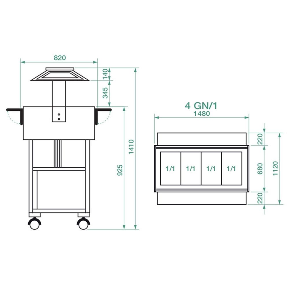 Carucior autoservire rece 4*GN1/1 - 1