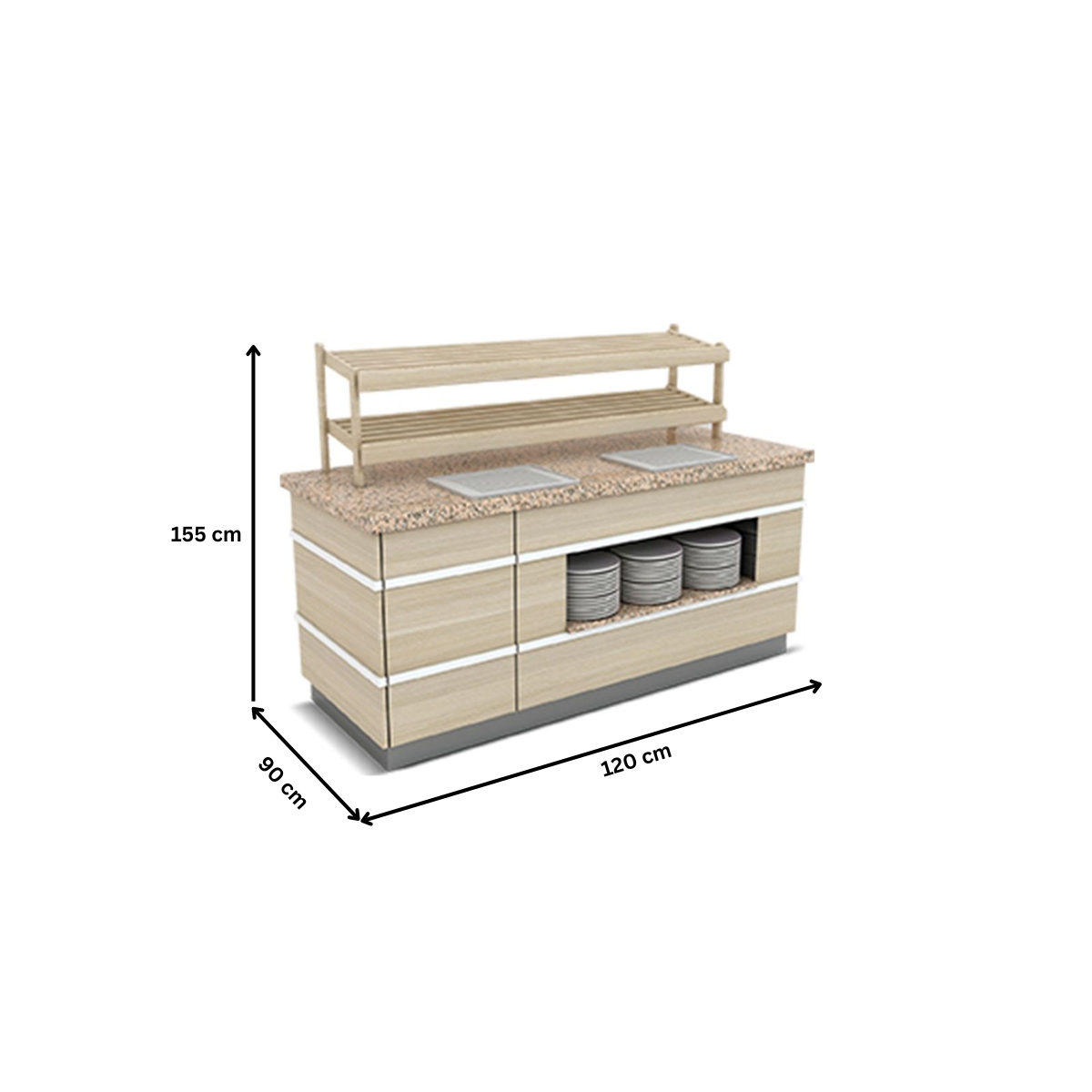 Bufet neutru GLASGOW pentru paine cu o polita interioara 120 cm - 1