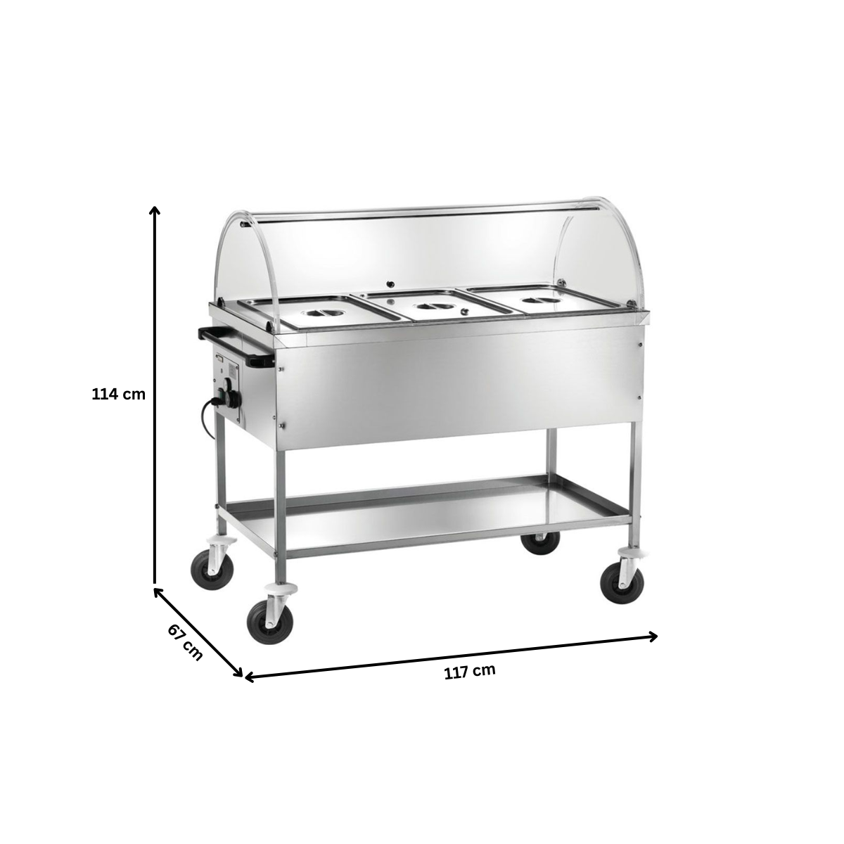 CARUCIOR TIP BAIN MARIE CU 3 CUVE SI CUPOLA SEMI-CIRCULARA - 1