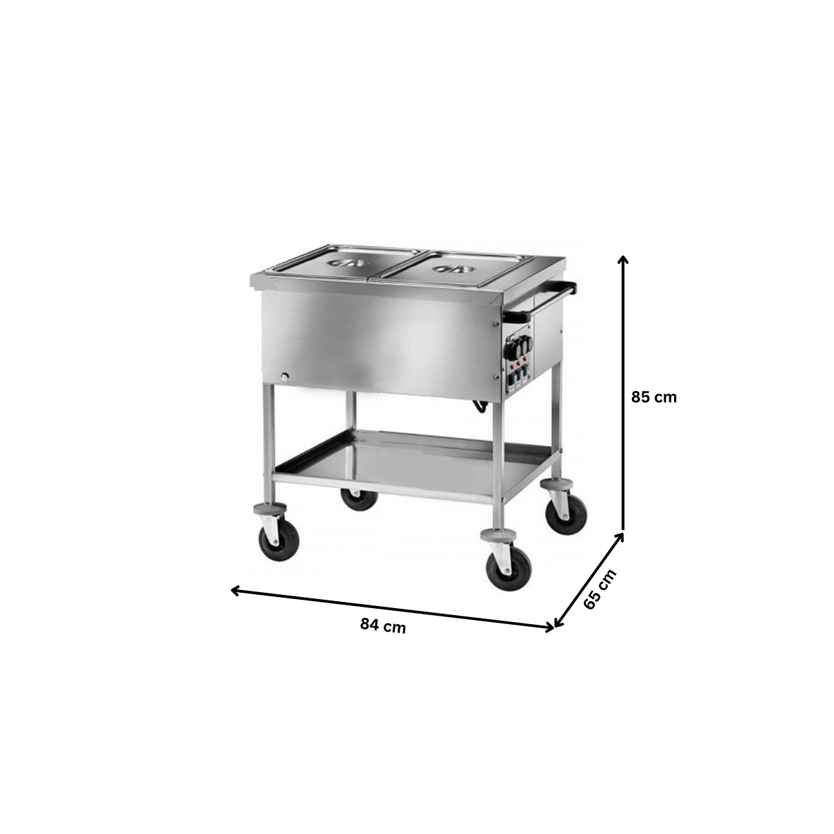 Carucior tip bain marie cu 2 cuve cu temperatura reglabila separat - 1
