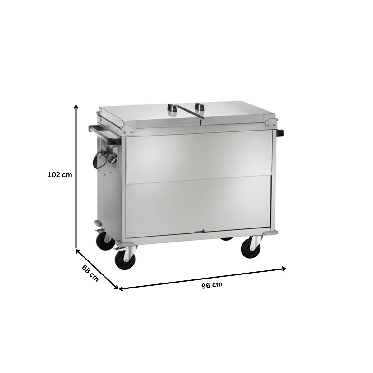 Carucior tip bain marie cu 2 cuve, capace si dulap neutru - 2