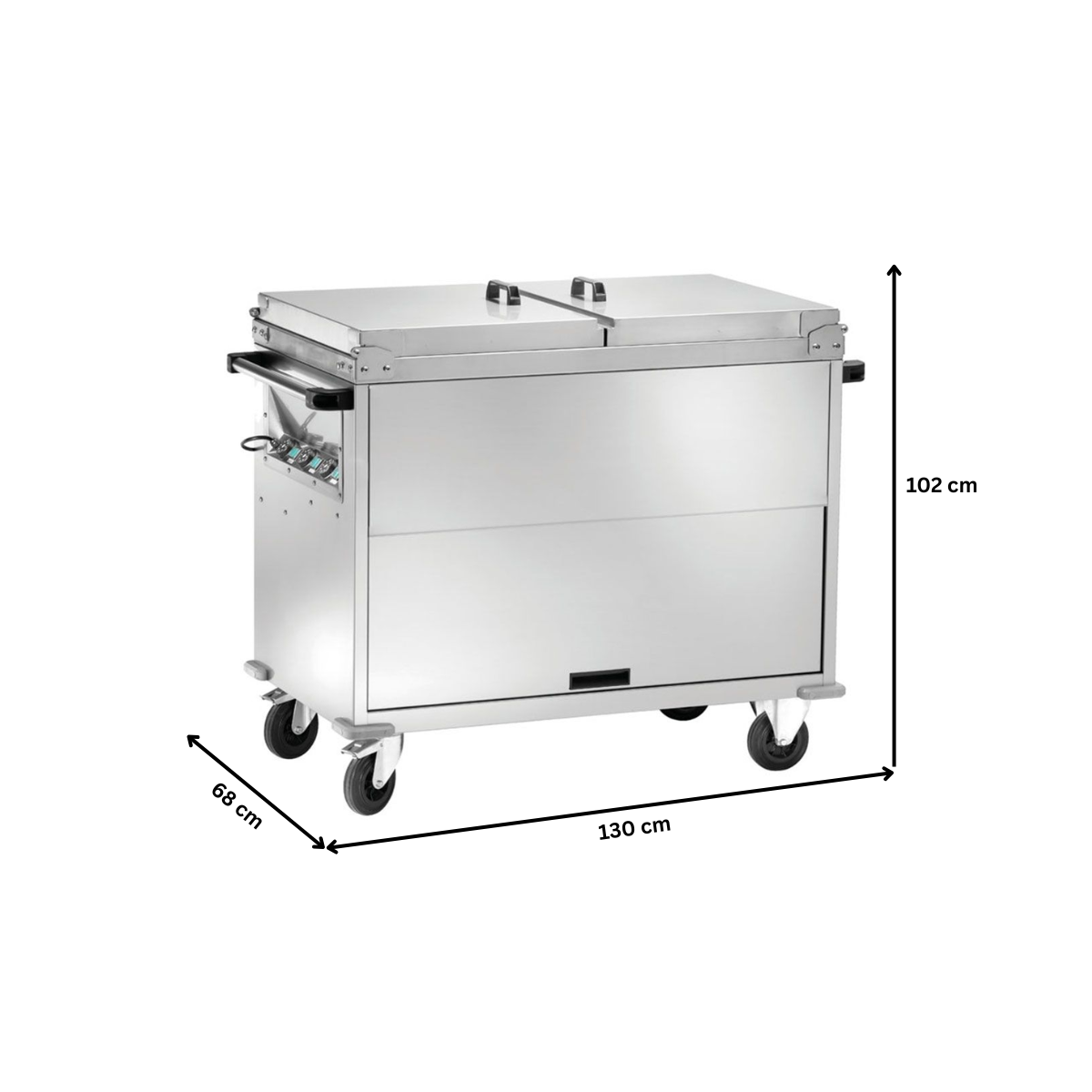 Carucior tip bain marie cu 3 cuve, capace si dulap neutru - 2