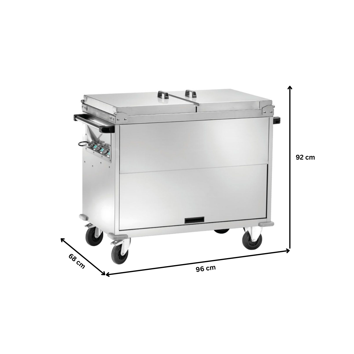 Carucior tip bain marie cu 2 cuve, capace si dulap neutru - 2