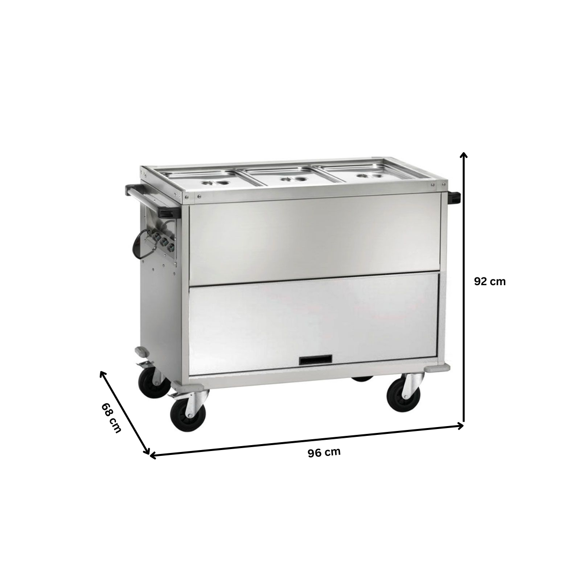 Carucior tip bain marie cu 2 cuve si dulap neutru - 2