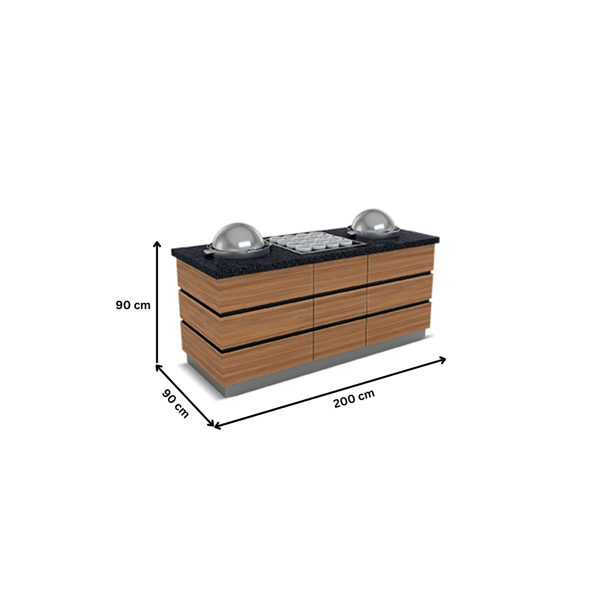Bufet pentru supe / ciorbe KOBE cu 2 chafing dish 200 cm - 1