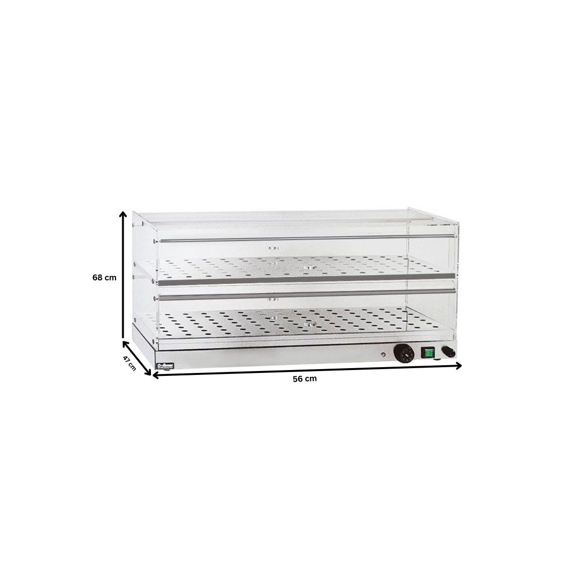 Vitrina calda de banc, inox, cu 2 polite, 50*35*40 cm - 1