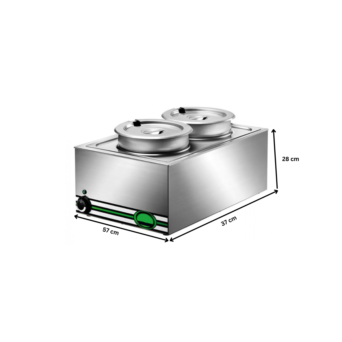 Bain marie de banc pentru supe, profesional, inox, 2 vase, 57*37*28 cm - 1