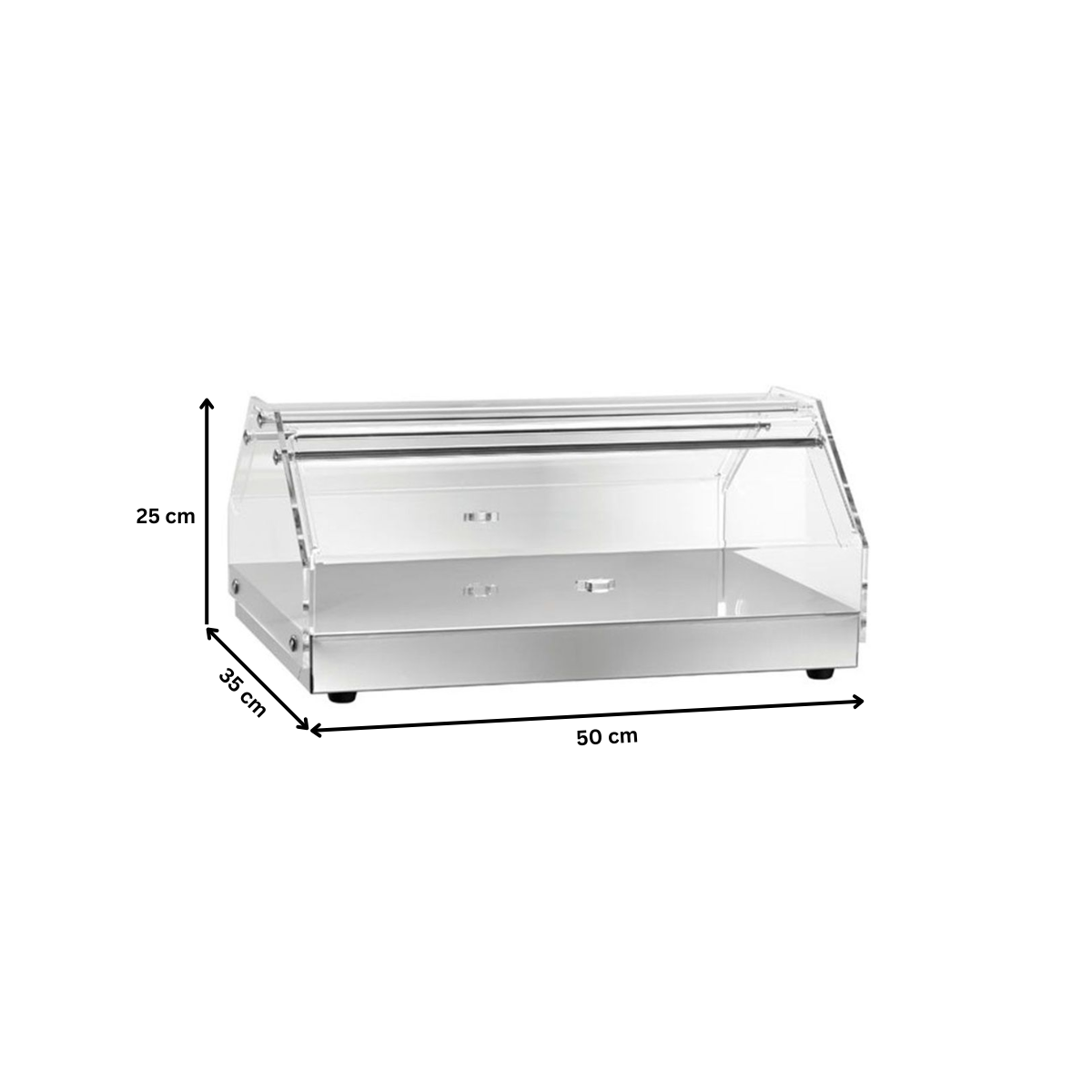 Vitrina neutra de banc, inox, cu 1 polita, 50*35*25 cm - 1