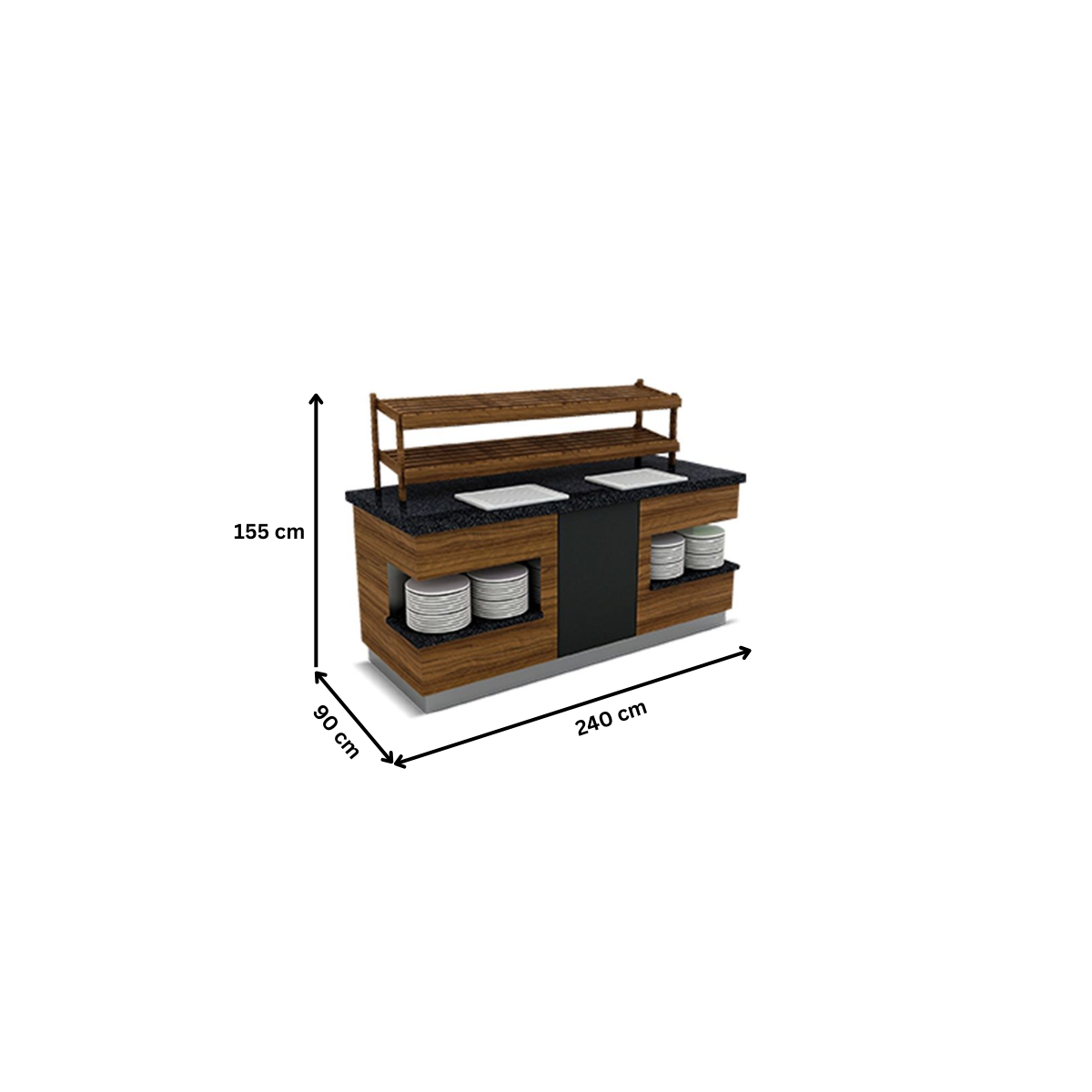 Bufet neutru SANTA FE pentru paine cu 2 polite interioare 240 cm - 1