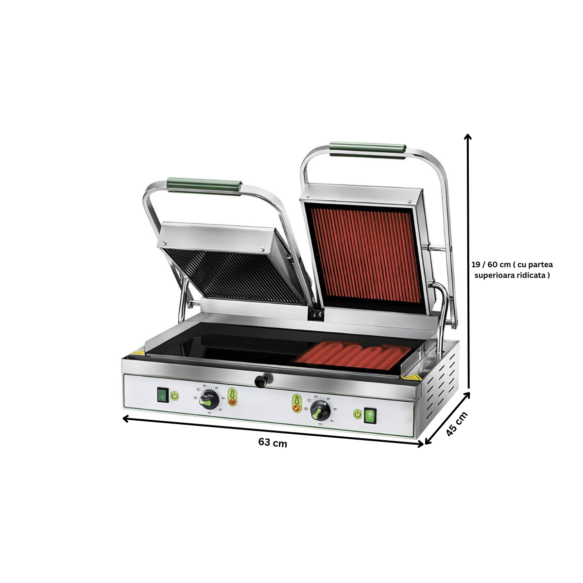 Toaster dublu cu suprafata superioara striata si baza neteda vetroceramica - 1