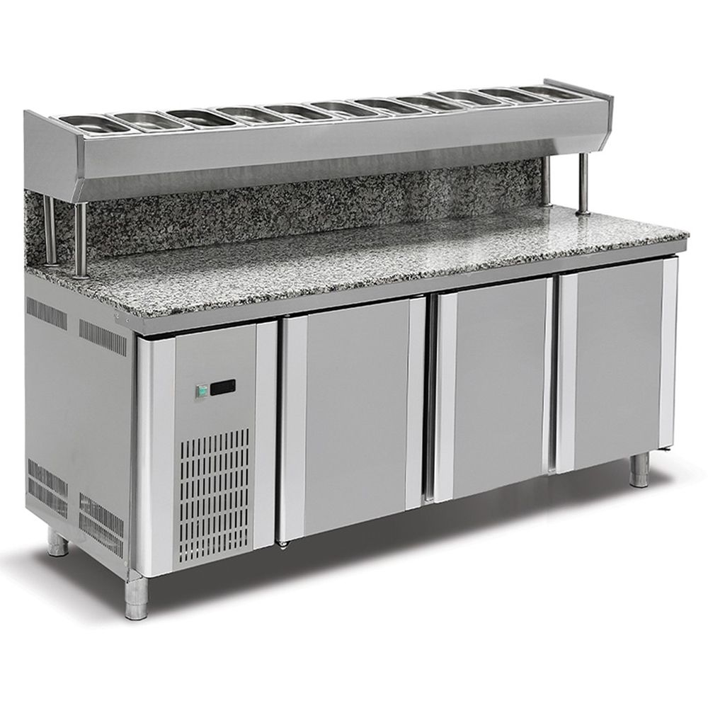 Masa preparare pizza 2 m cu 11 cuve cu blat din granit - 0