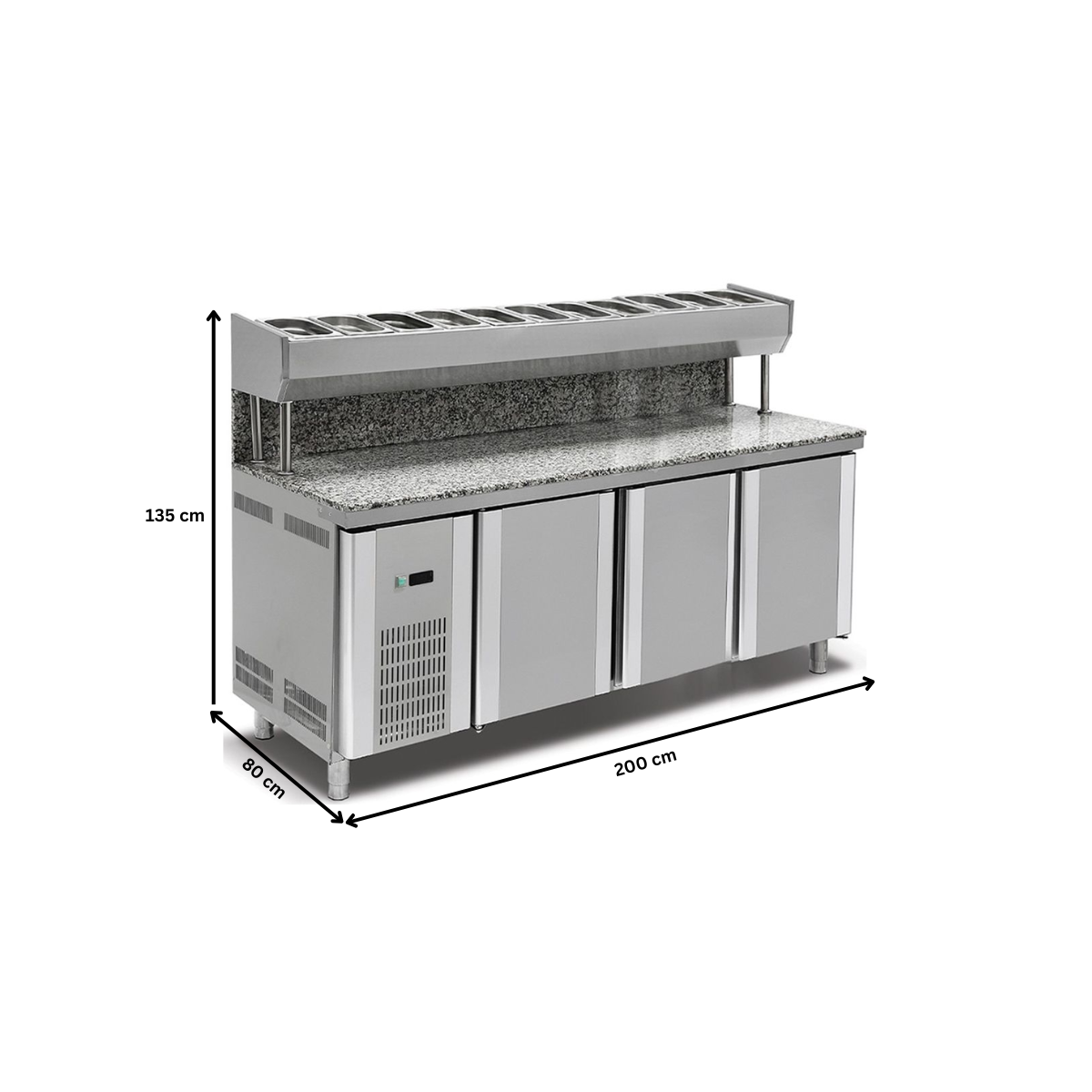 Masa preparare pizza 2 m cu 11 cuve cu blat din granit - 4