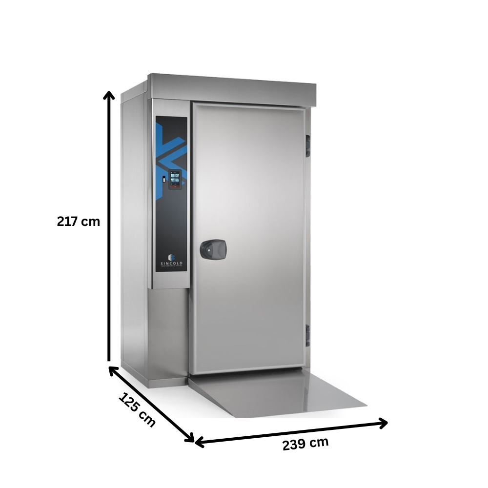 Blast chiller SINCOLD PLUS roll-in, 2 / 4 carucioare, cu 20 cuve, deschidere fata-spate, grup motor exterior, cu racire pe aer - 1