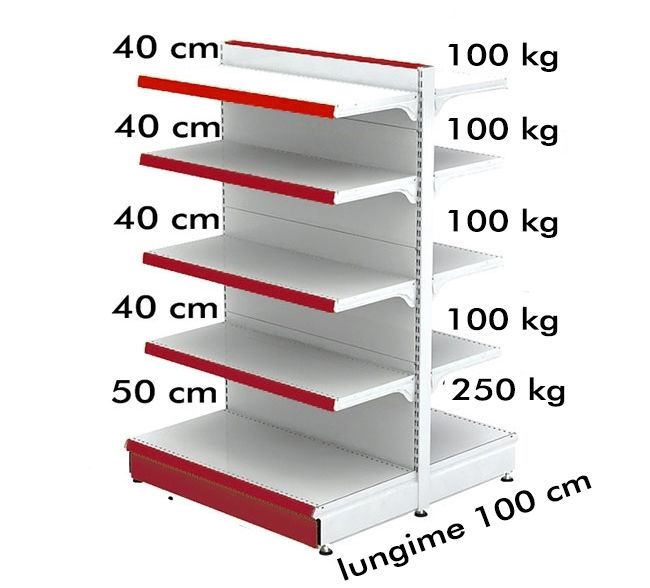Raft metalic de mijloc (gondola) 70*180 baza 50 cm si 8 polite de 40 cm - 1