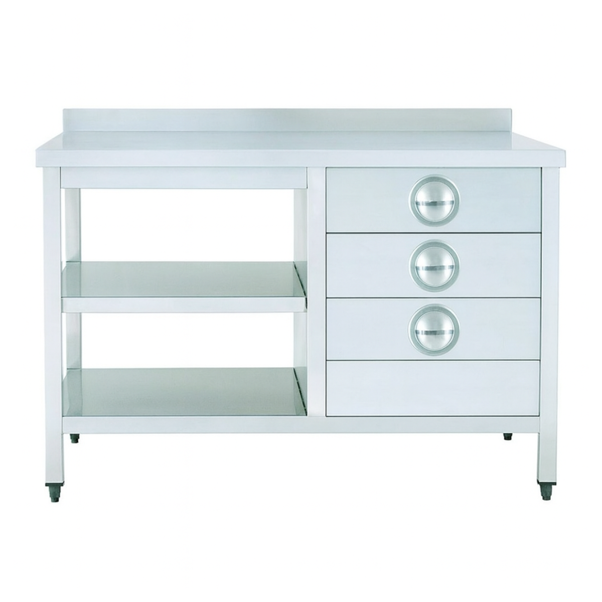 Masa de lucru inox cu polita intermediara si inferioara si 3 sertare 140*60*85 - 4