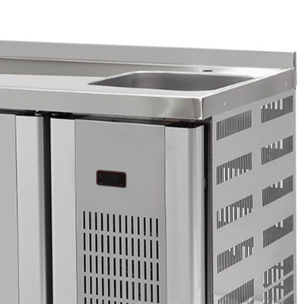 Masa rece, profesionala, inox, 4 usi si chiuveta, 255*70*85 cm - 1