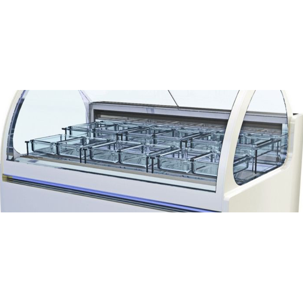 Vitrina frigorifica pentru inghetata cu 12 cuve - 1.25 m - 2