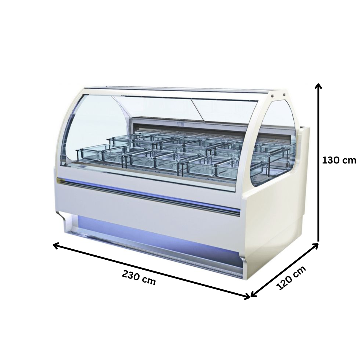 Vitrina frigorifica pentru inghetata cu 24 cuve - 2.3 m - 3