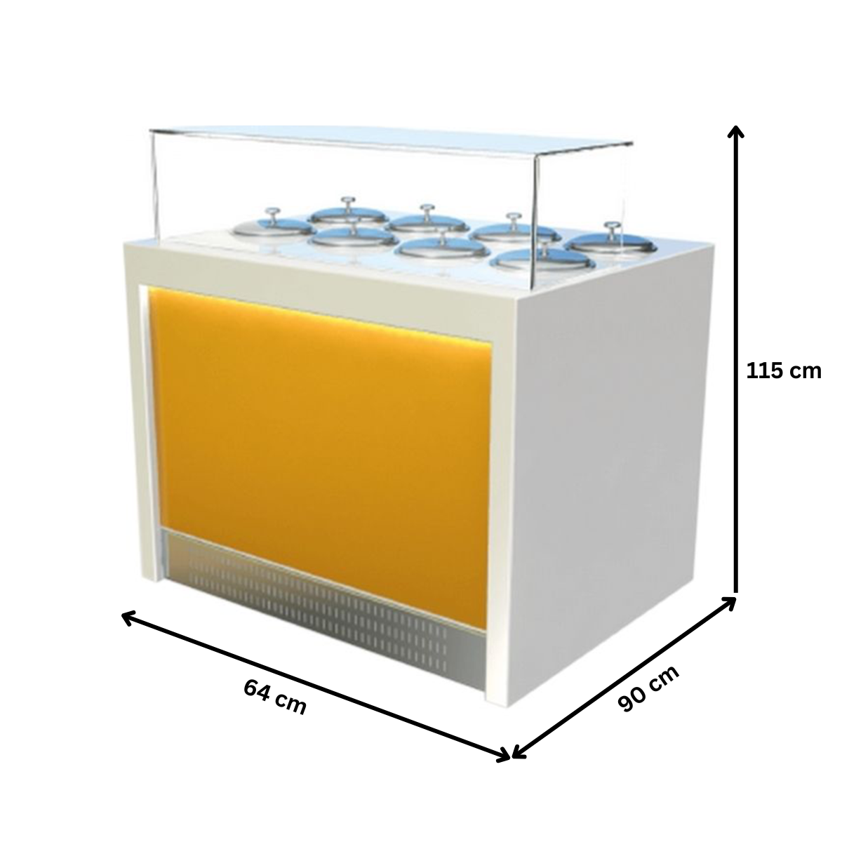 Vitrina frigorifica pentru inghetata cu 4 cuve - 0.64 m - 2
