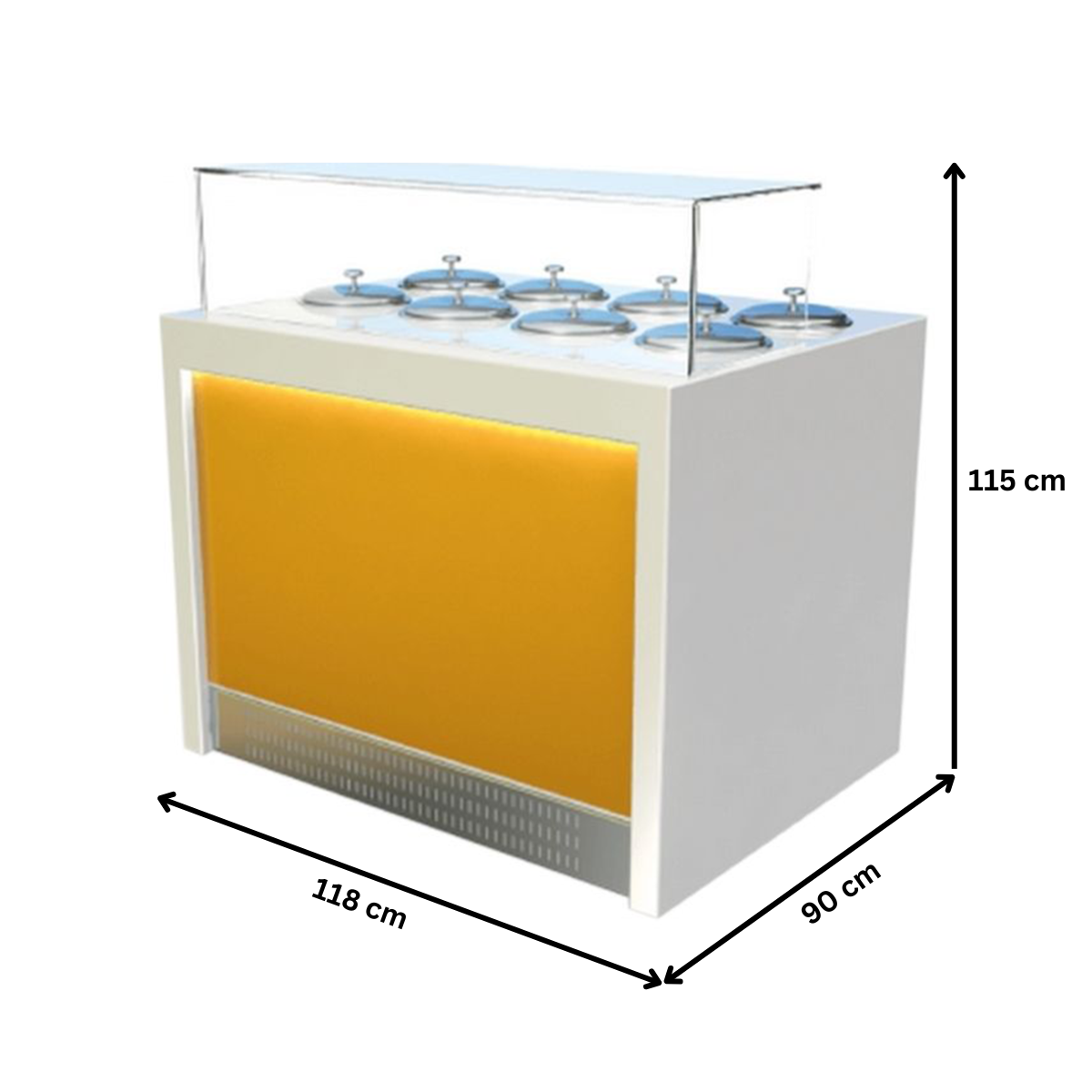 Vitrina frigorifica pentru inghetata cu 8 cuve - 1.18 m - 2