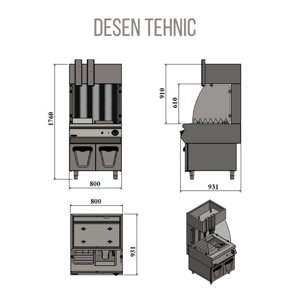 Masa calda profesionala, electrica, inox, pentru mentinere la cald - 1