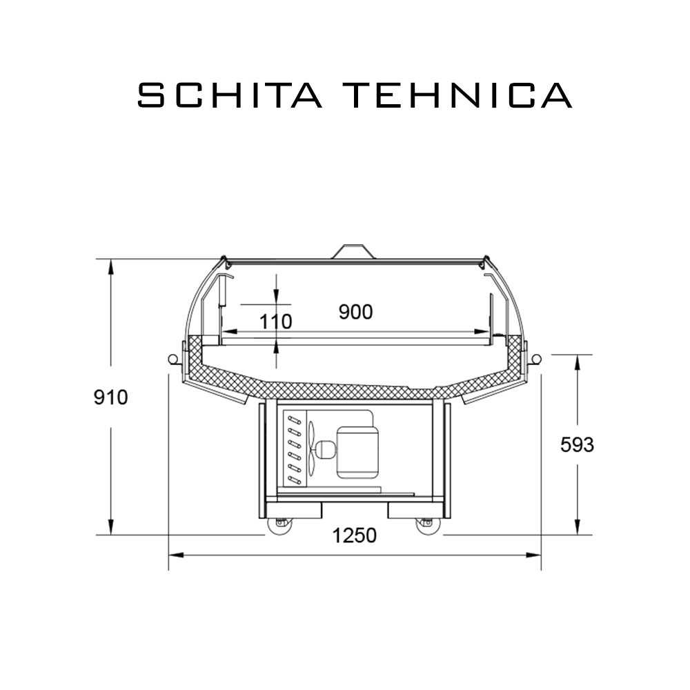 Insula frigorifica cu geam glisant pentru mezeluri lactate, 115*125*91 cm - 4