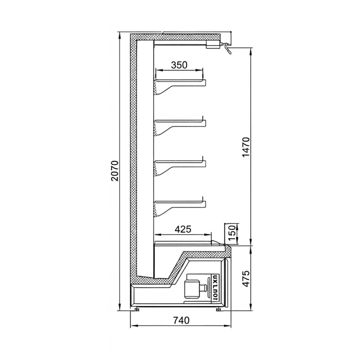 Raft frigorific pentru carne-mezeluri-lactate-bauturi 104 cm - motor interior - 5