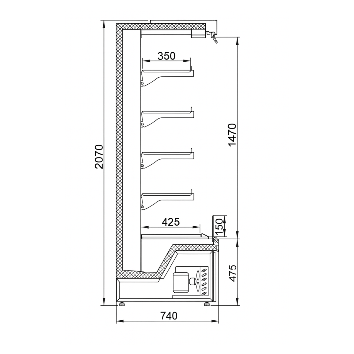 Raft frigorific pentru carne-mezeluri-lactate-bauturi 135 cm - motor interior - 5