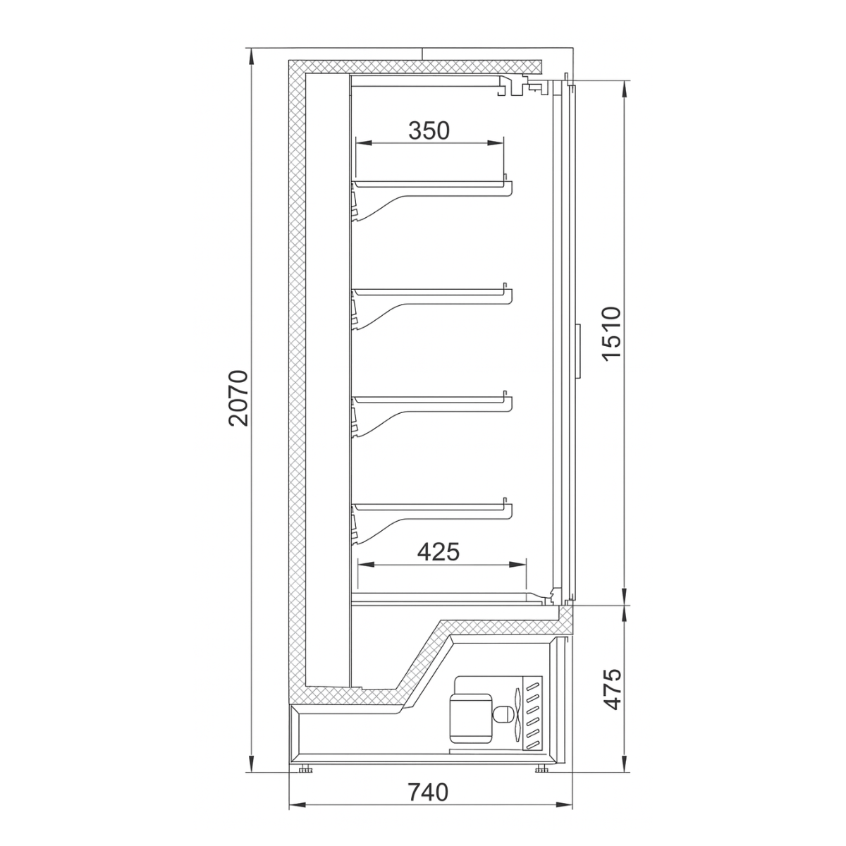 Raft frigorific pentru carne-mezeluri-lactate-bauturi 198 cm - motor interior - 4