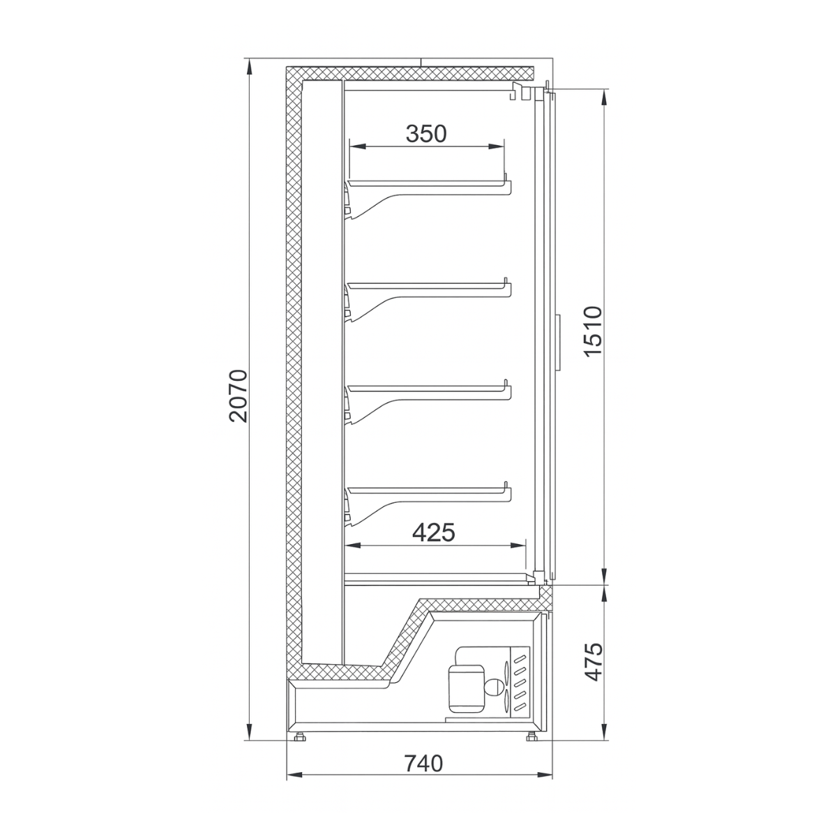 Raft frigorific pentru carne-mezeluri-lactate-bauturi 260 cm - motor interior - 3
