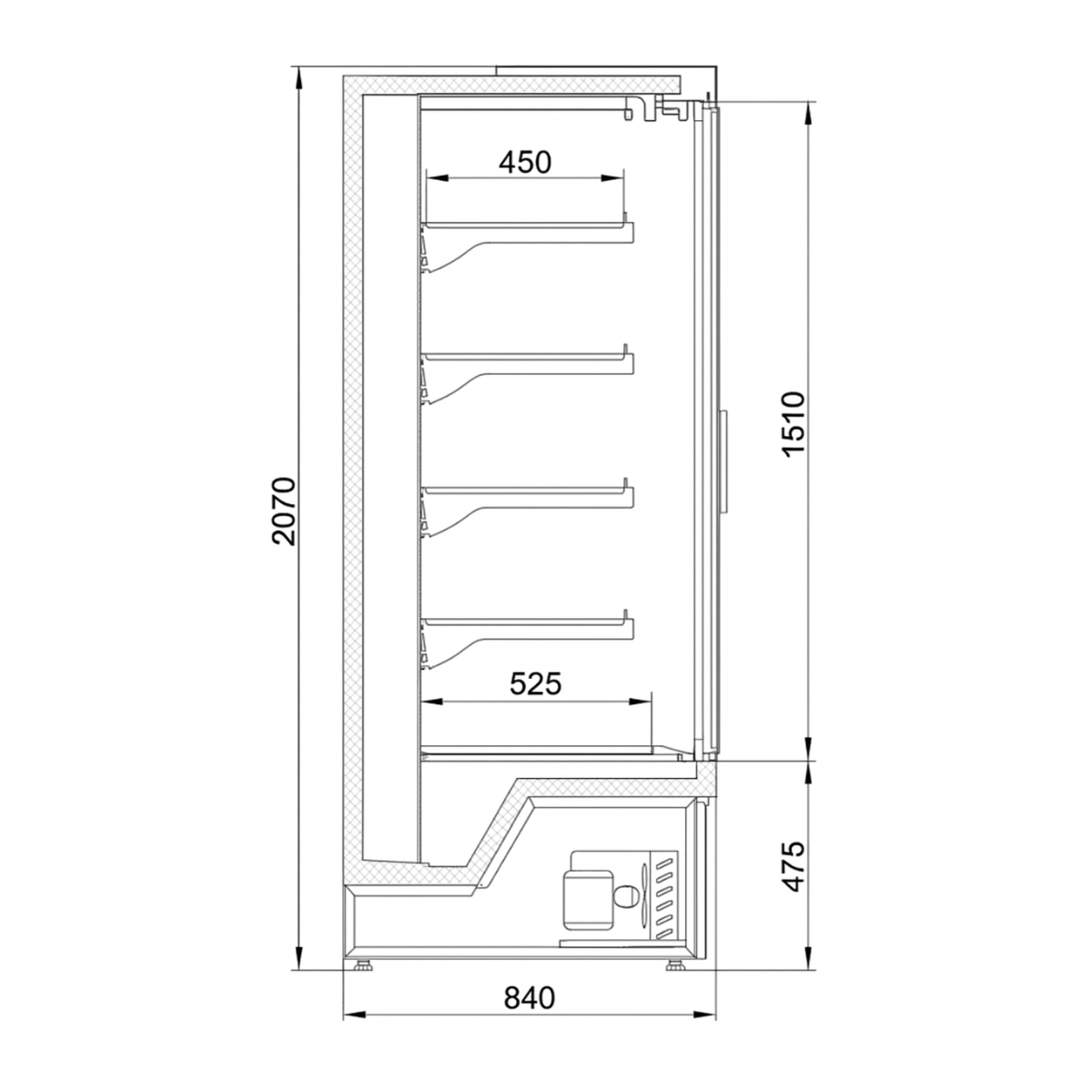 Raft frigorific pentru carne-mezeluri-lactate-bauturi 198 cm - motor interior - 4