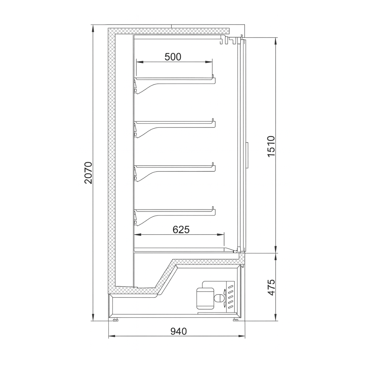 Raft frigorific pentru carne-mezeluri-lactate-bauturi 198 cm - motor interior - 4