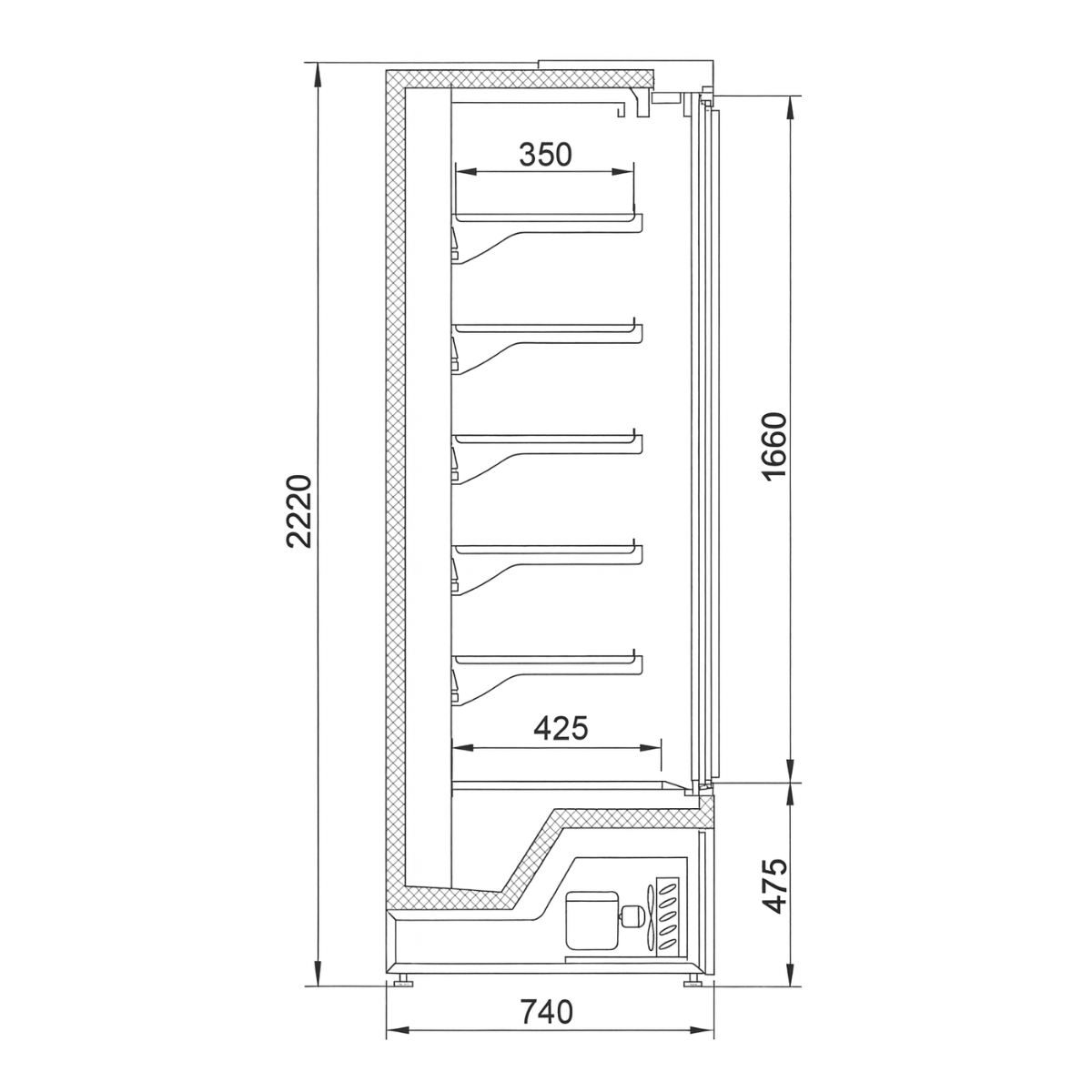 Raft frigorific pentru carne-mezeluri-lactate-bauturi 198 cm - motor interior - 2