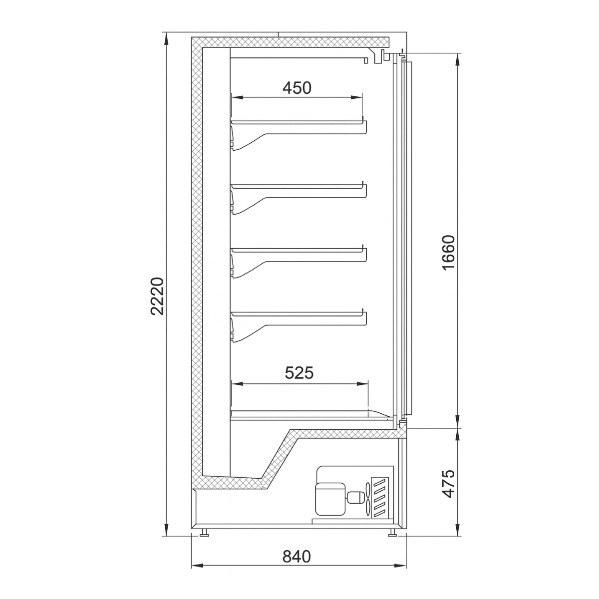 Raft frigorific pentru carne-mezeluri-lactate-bauturi 135 cm - motor interior - 3