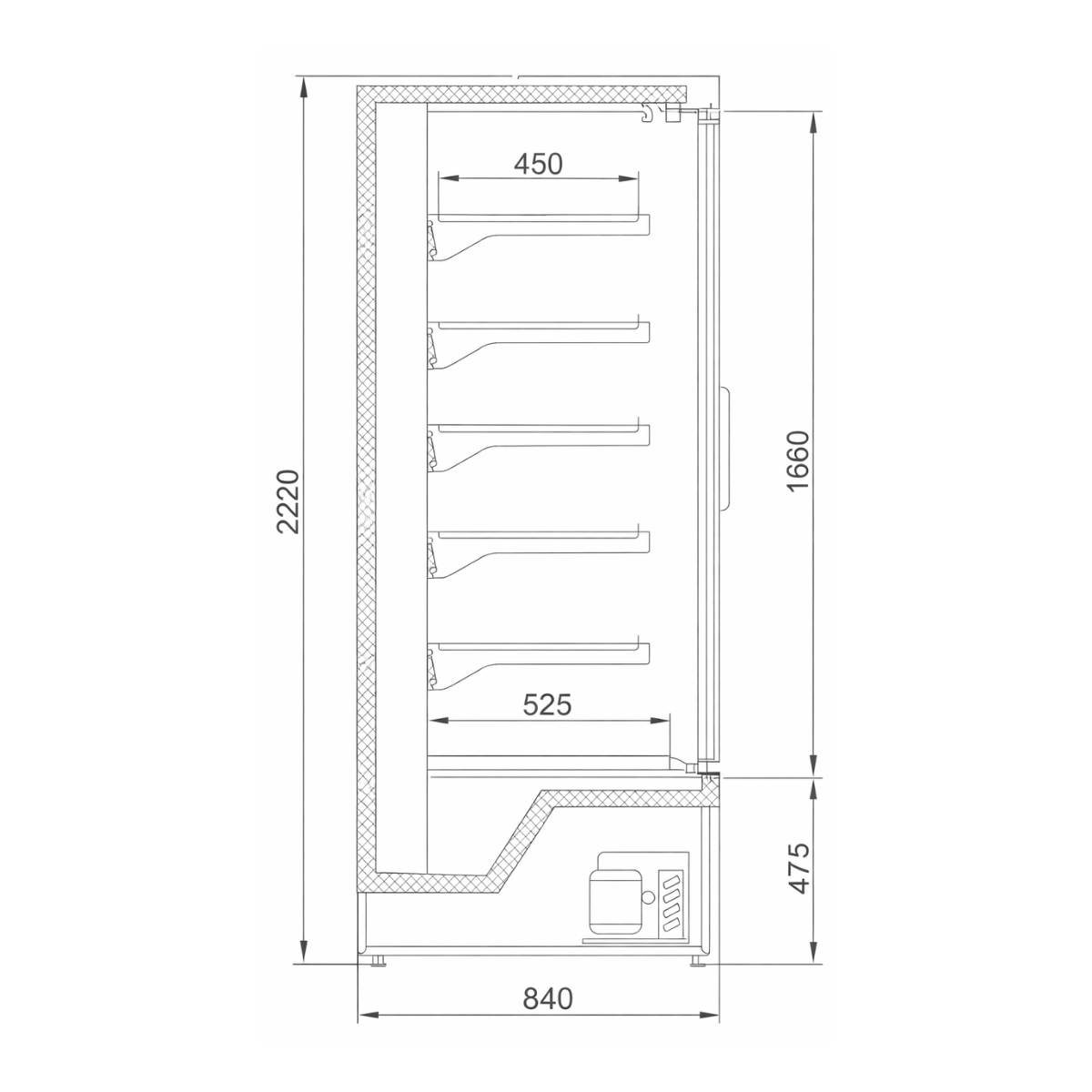 Raft frigorific pentru carne-mezeluri-lactate-bauturi 104 cm - motor interior - 3