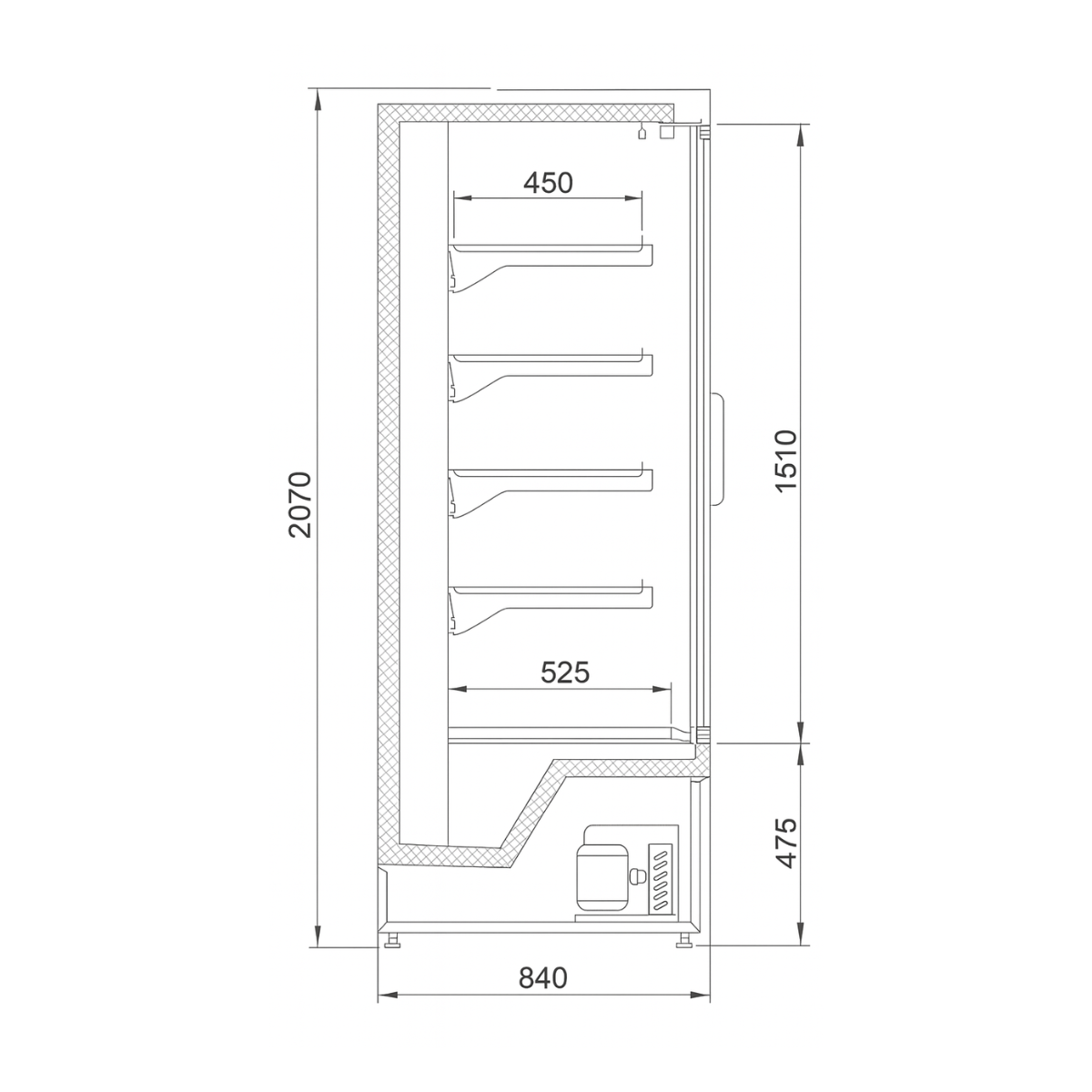 Raft frigorific pentru carne-mezeluri-lactate-bauturi 135 cm - motor interior - 2