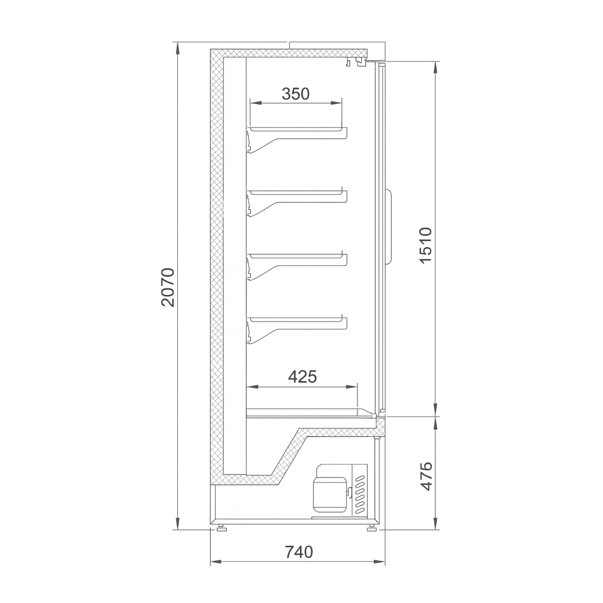 Raft frigorific pentru carne-mezeluri-lactate-bauturi 260 cm - motor interior - 3