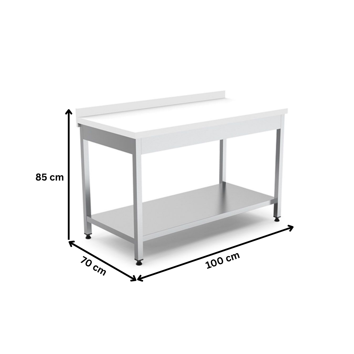 Masa de lucru inox cu blat din polietilena si polita inferioara 100*70*85 - 6