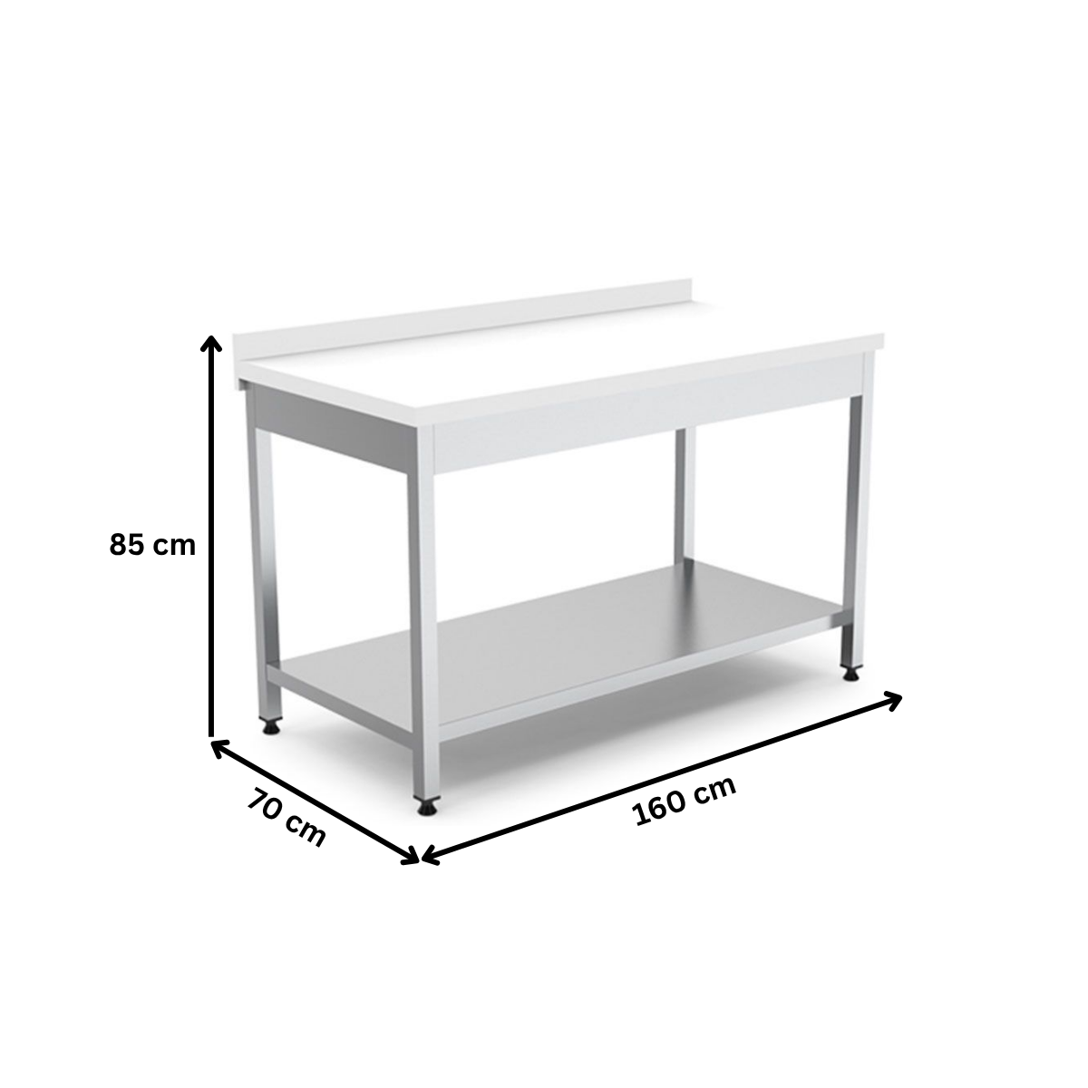 Masa de lucru inox cu blat din polietilena si polita inferioara 160*70*85 - 6