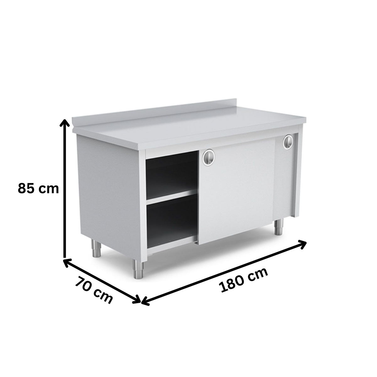 Masa de lucru inox cu dulap si polita intermediara 180*70*85 - 2