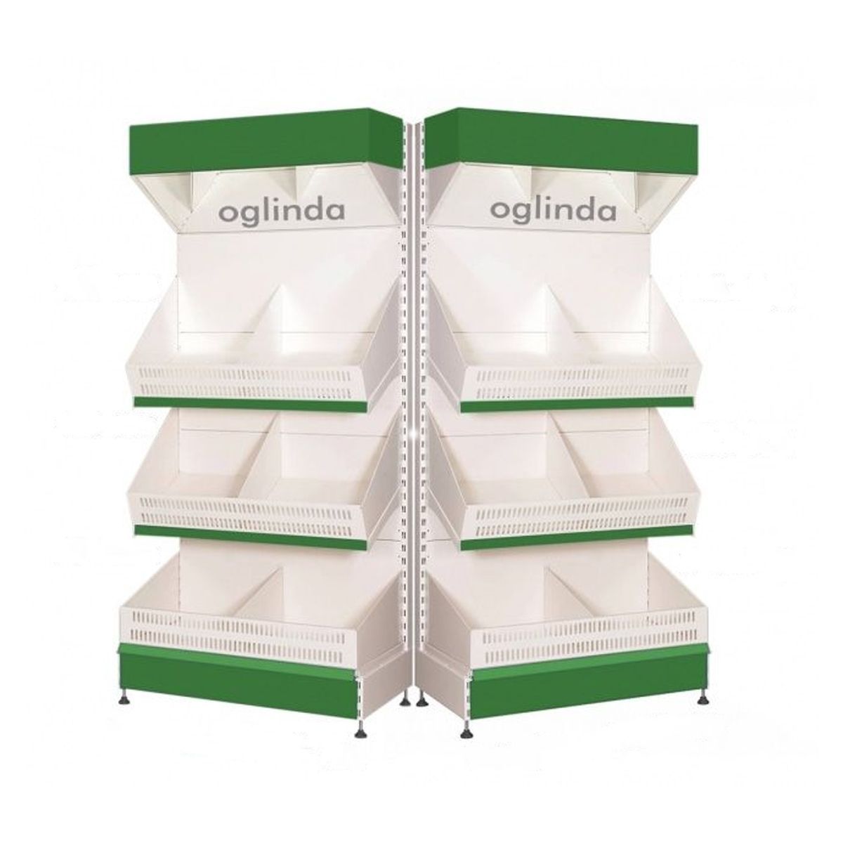 Raft metalic legume fructe 100*220h cm baza 50 cm cu 2 polite si pazie oglinda - 0