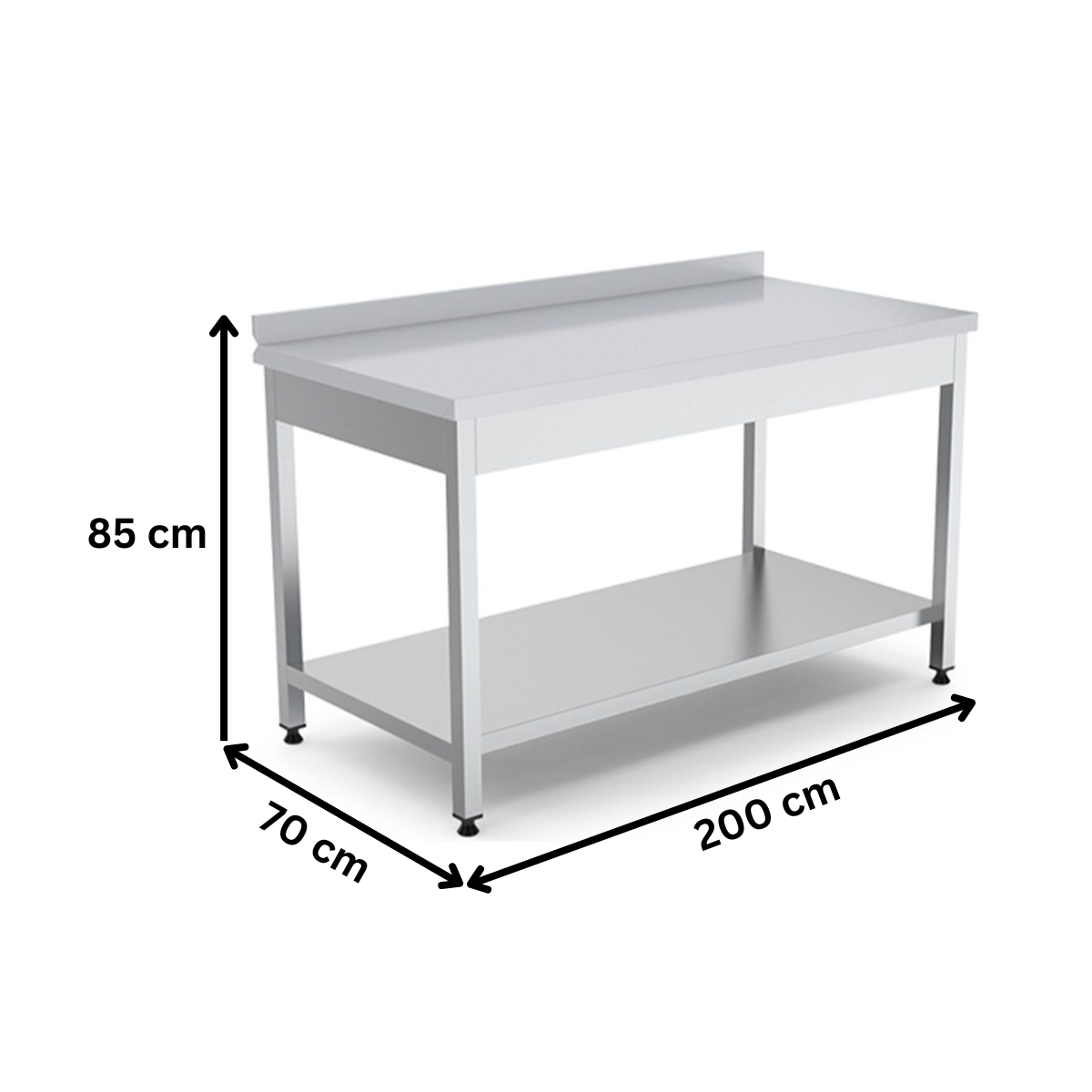 Masa de lucru inox cu polita inferioara 200*70*85 - 2