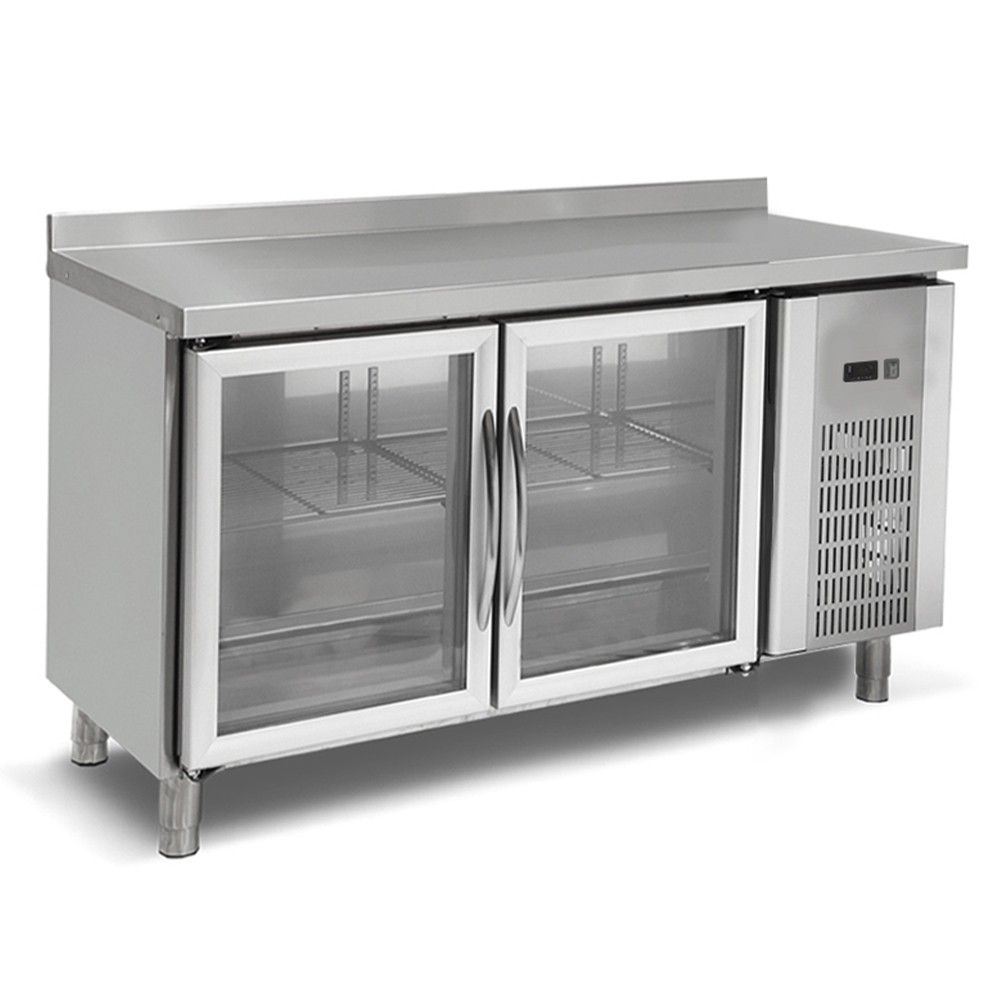 Masa rece, profesionala, inox, 2 usi vitrate, 150*60*85 cm - 0