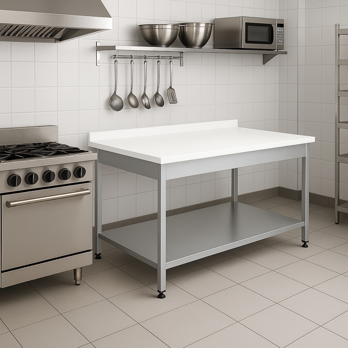 Masa de lucru inox cu blat din polietilena si polita inferioara 180*70*85 - 4